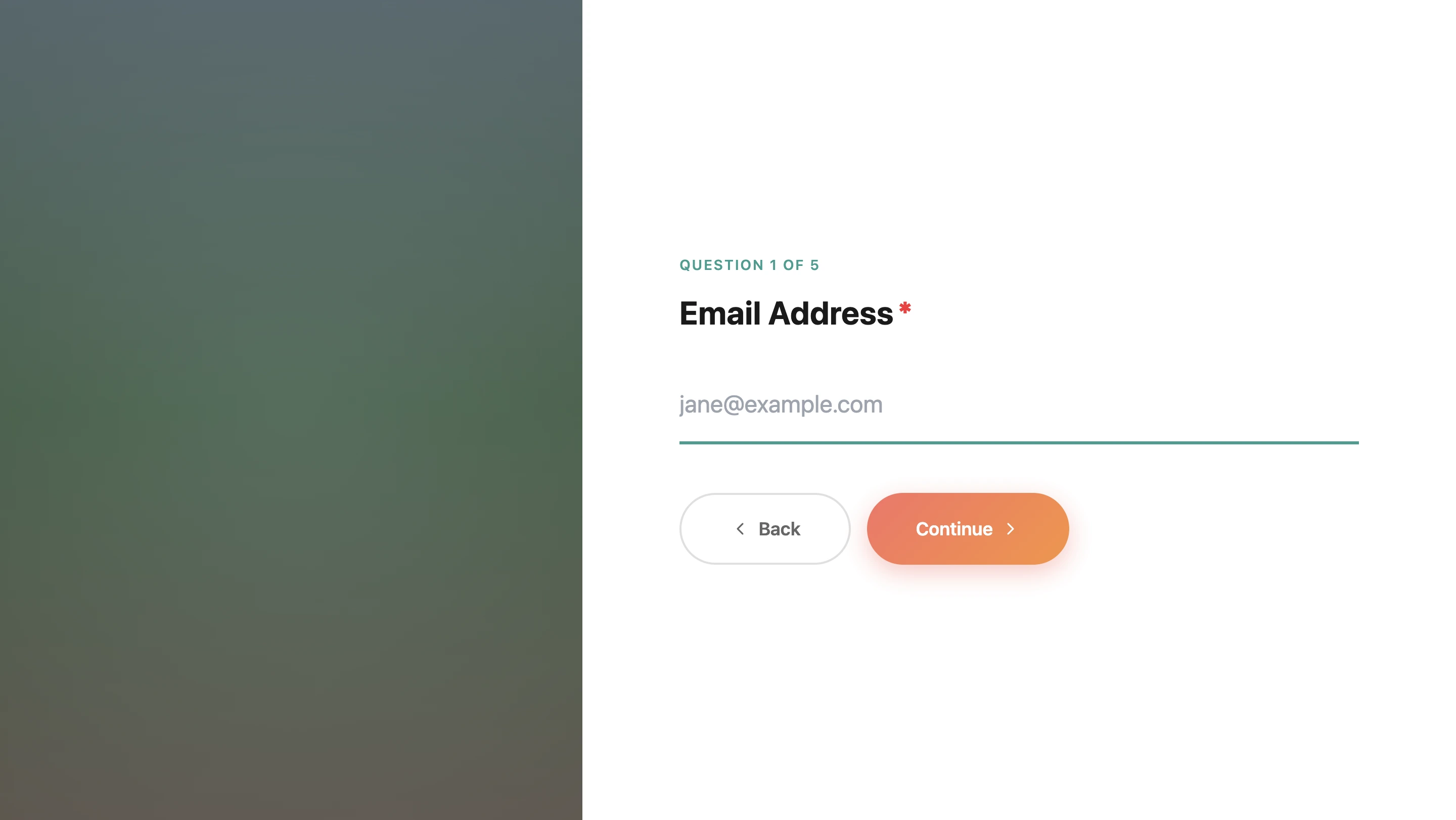 Conversational form showing one question at a time